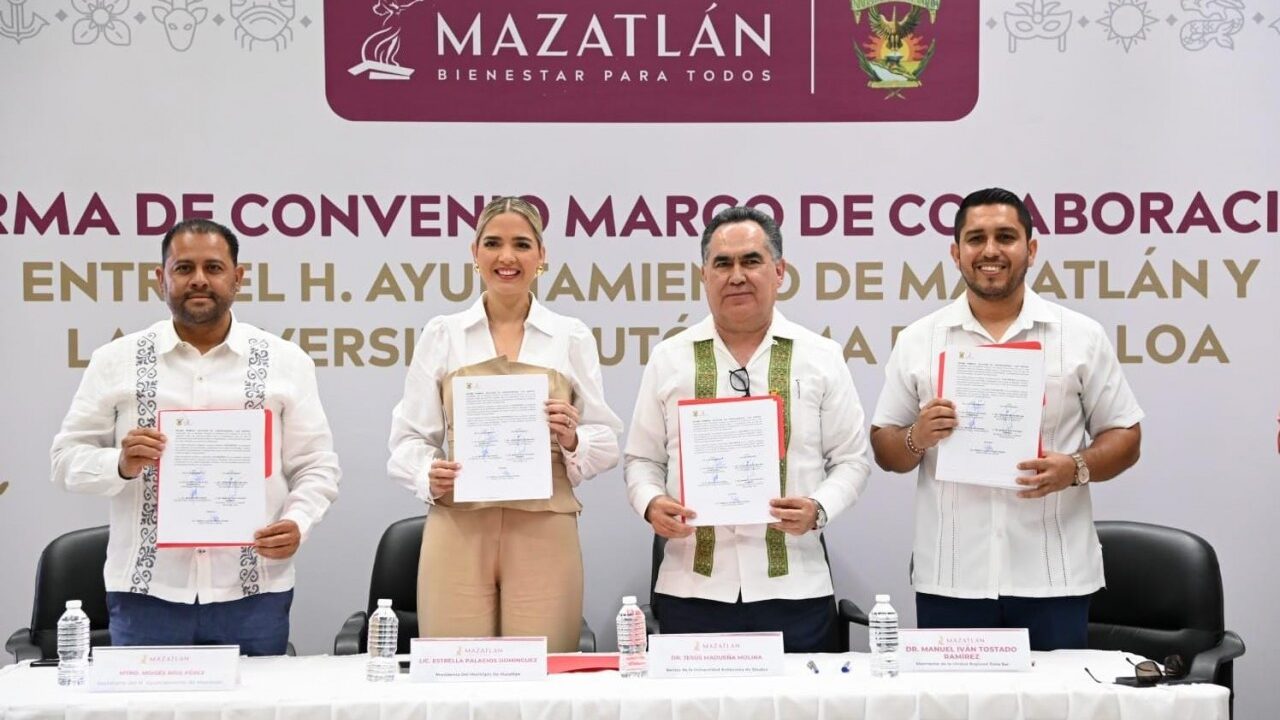 Firman la UAS y el Ayuntamiento de Mazatlán un convenio de colaboración en beneficio de la comunidad universitaria