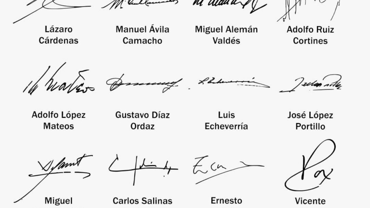 Las firmas oficiales de los presidentes de México desde 1938