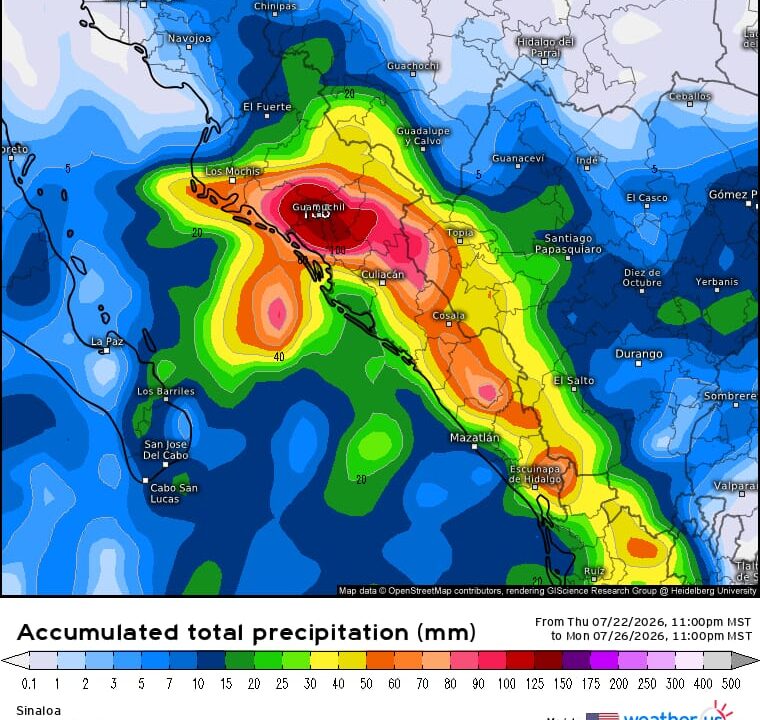 Prevé Protección Civil Sinaloa incremento de lluvias de fuertes a intensas durante el fin de semana