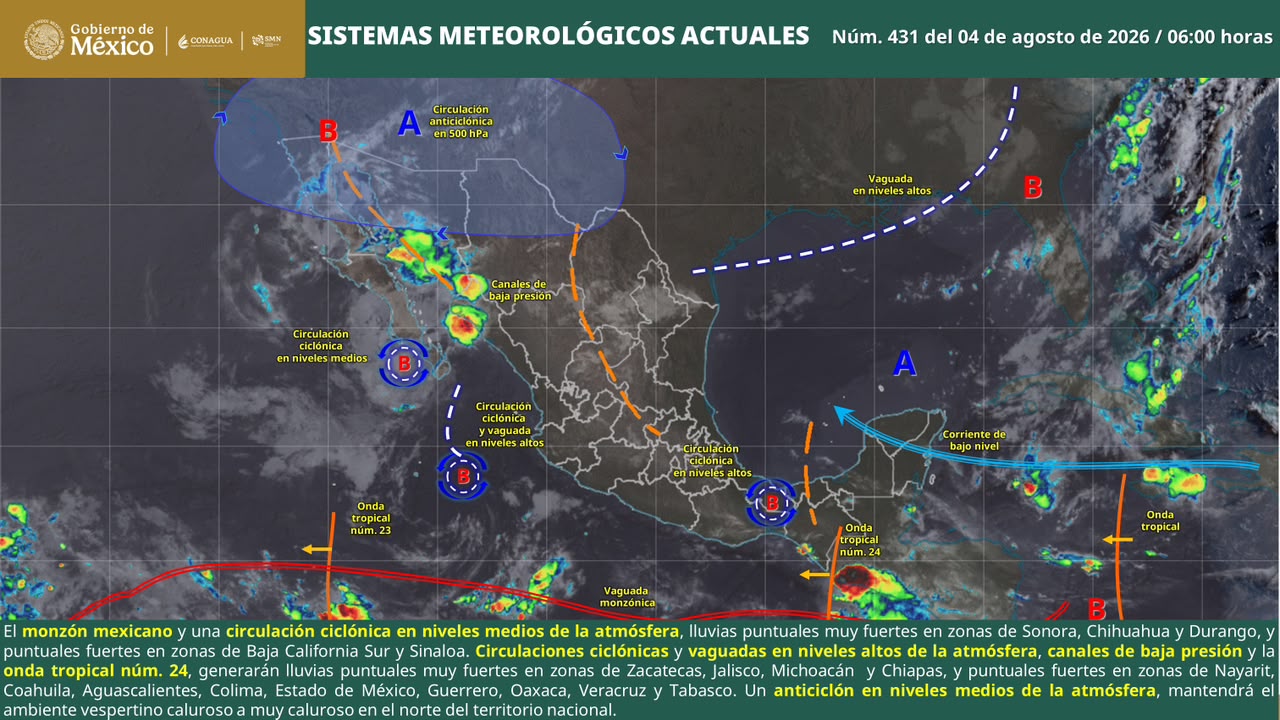 Monzón mexicano provocará lluvias fuertes en el este de Sinaloa; continuará el ambiente caluroso
