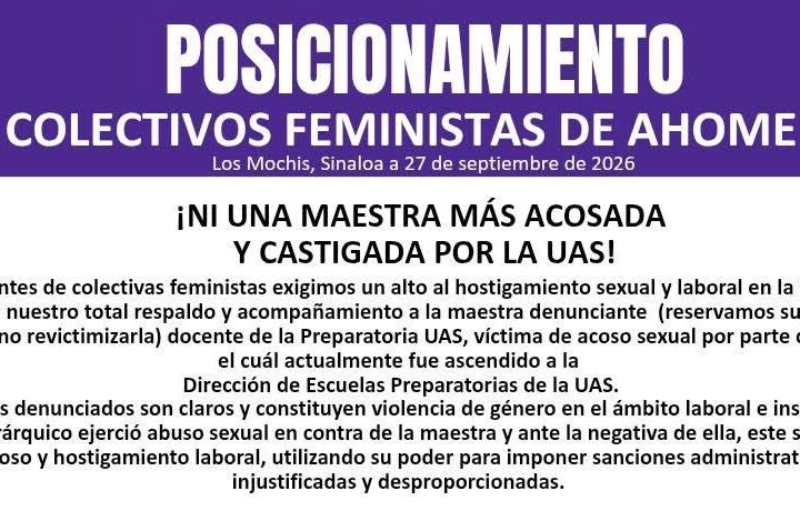 Colectivos Feministas de Ahome exigen alto al acoso de docentes