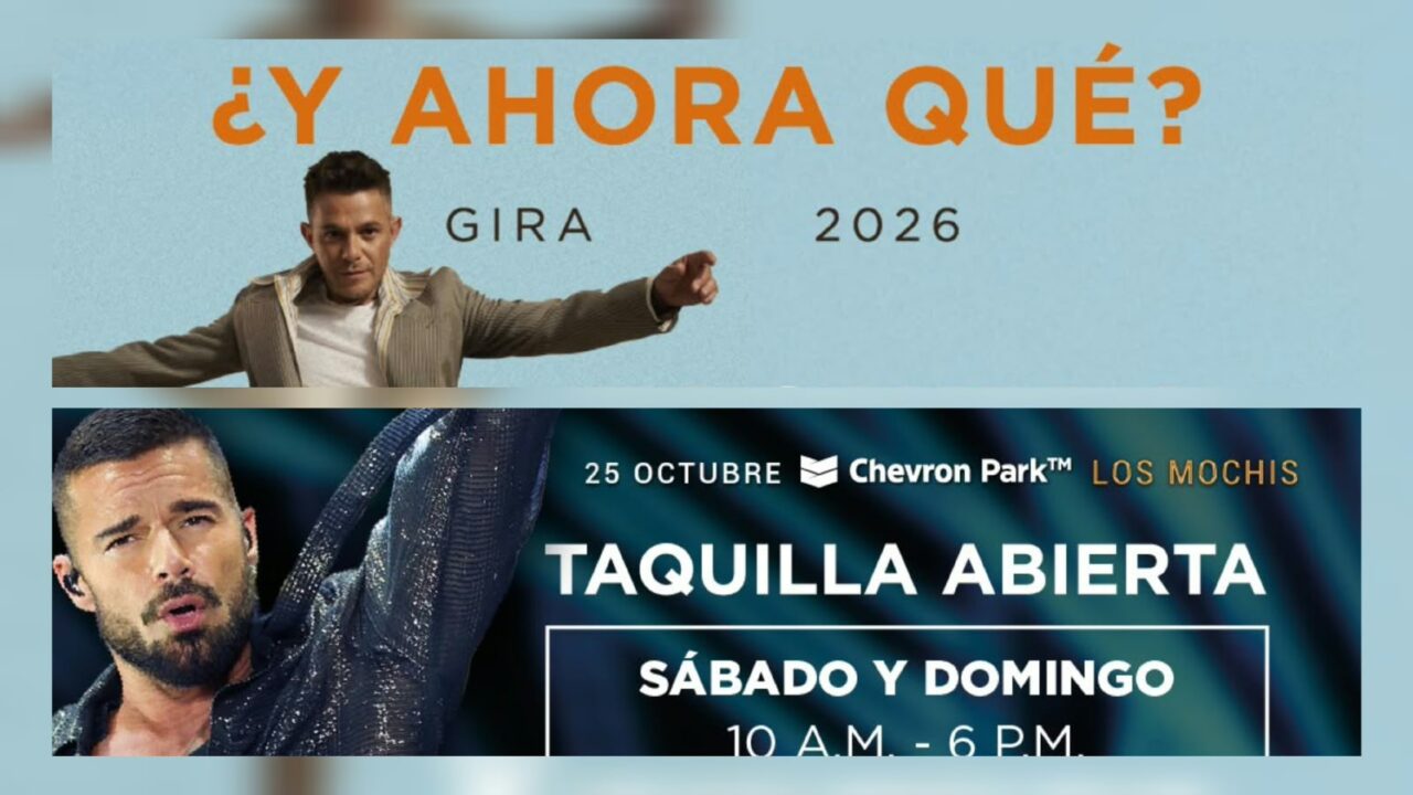 Últimos boletos disponibles para los conciertos de Alejandro Sanz y Ricky Martin en Los Mochis